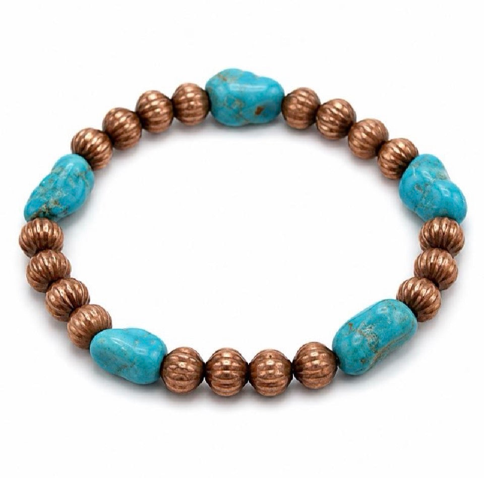 Copper Beaded and Natural Stone Bracelets