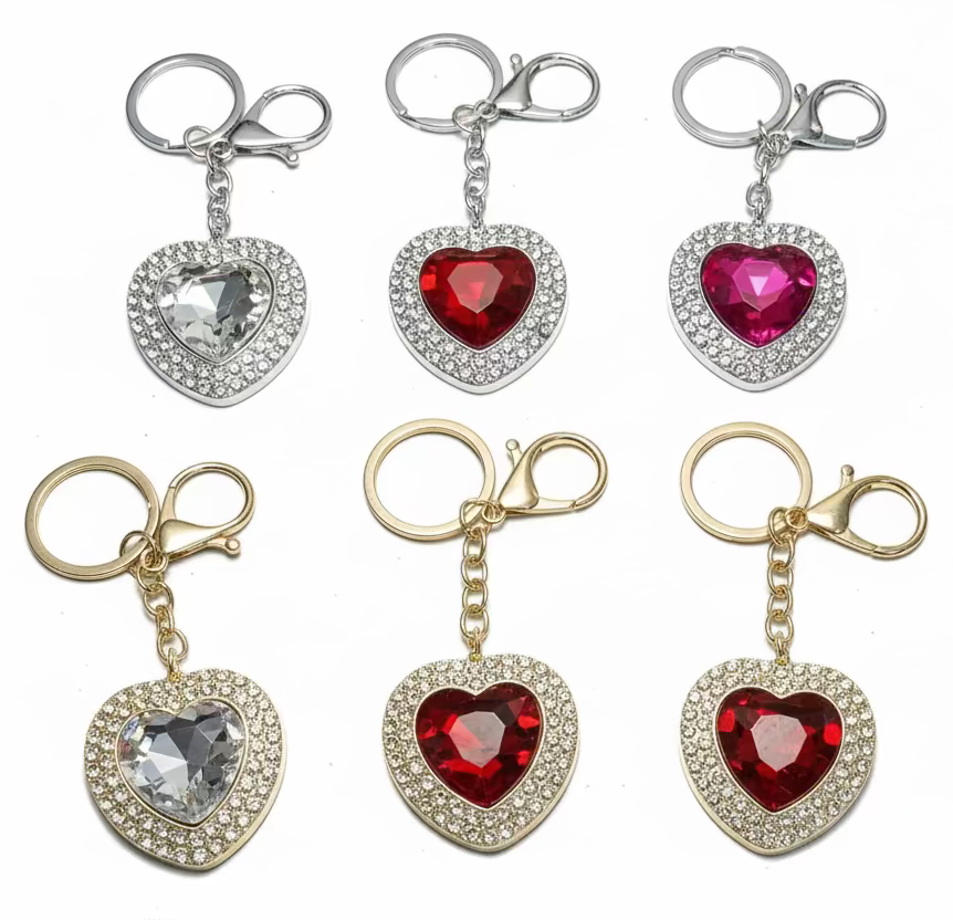 Heart Gem Bag Charm Keychain