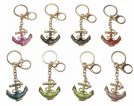Anchor Sparkly Bag Charm Keychain