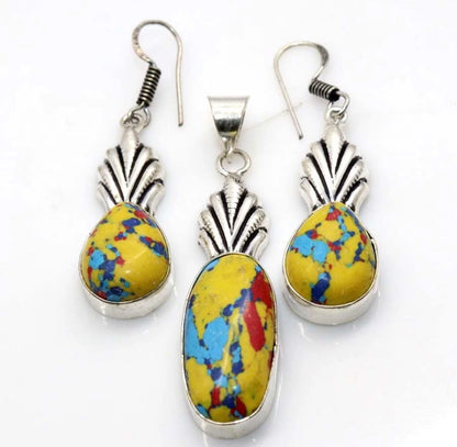 Natural Stone Pendant Earring Sets