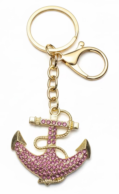 Anchor Sparkly Bag Charm Keychain