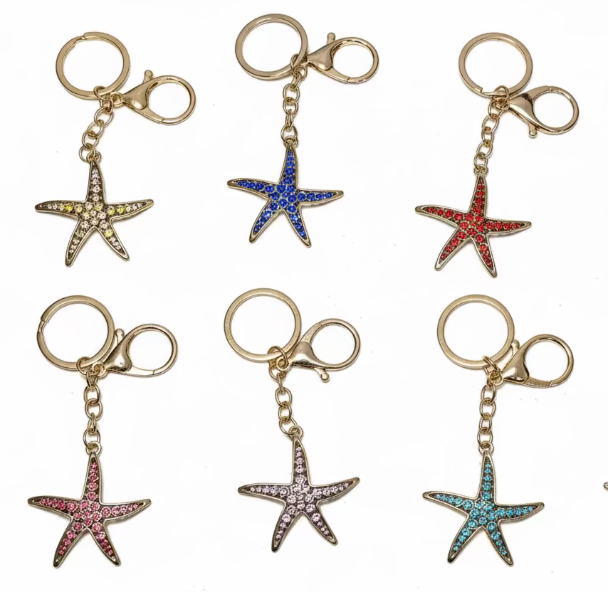 Starfish Sparkly Bag Charm Keychain