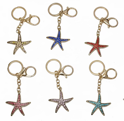 Starfish Sparkly Bag Charm Keychain