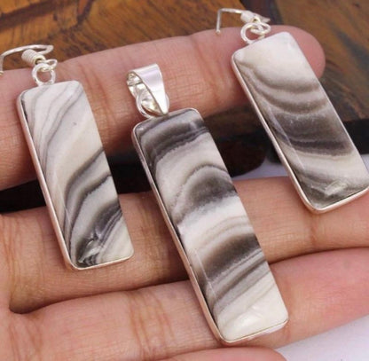 Natural Stone Pendant Earring Sets