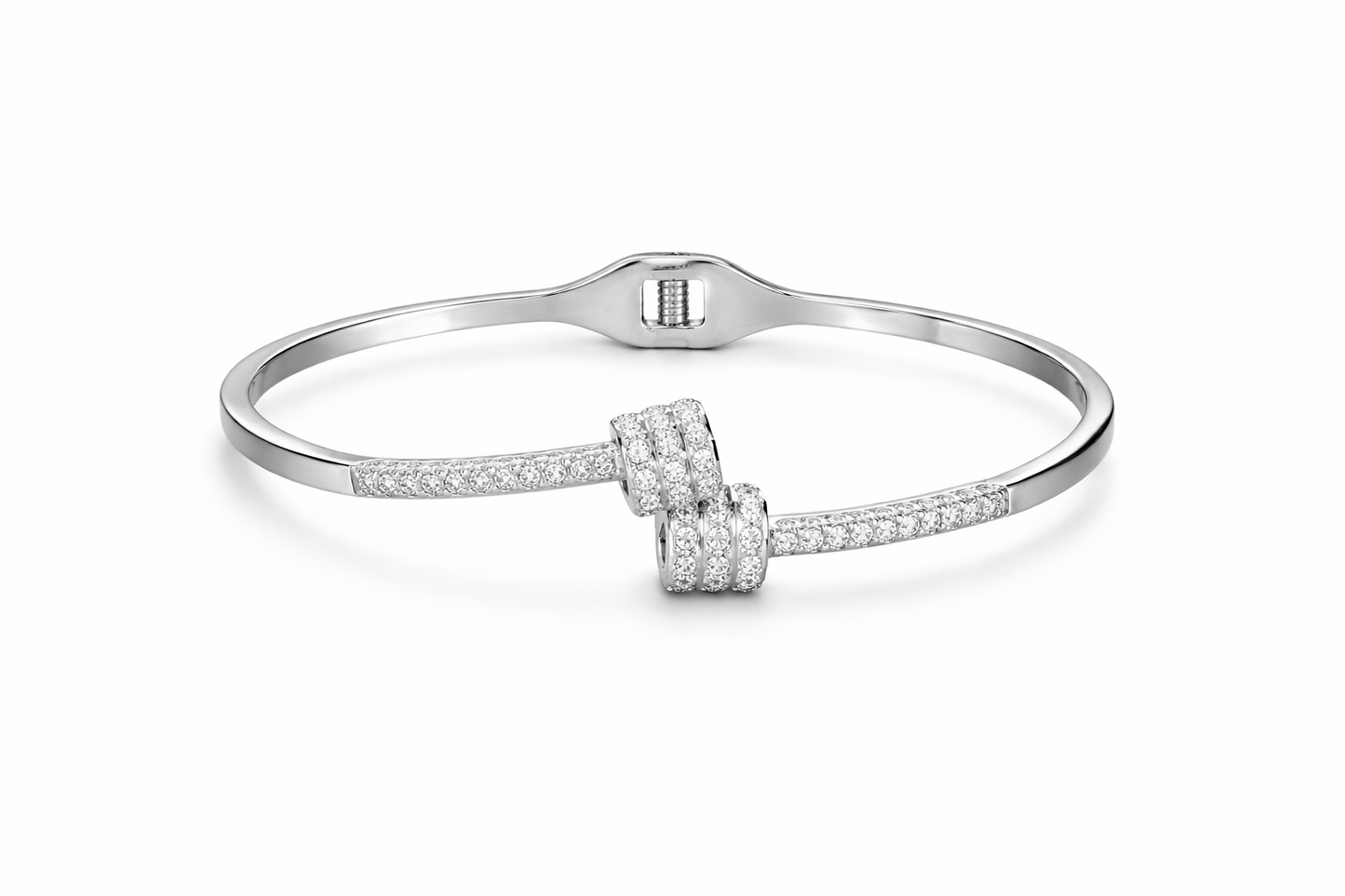 Stainless Steel Silver Hinged Bangle Bracelet