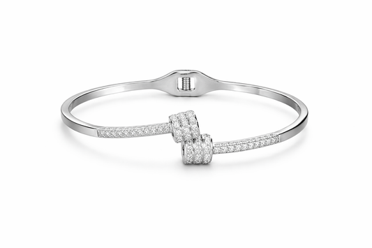 Stainless Steel Silver Hinged Bangle Bracelet