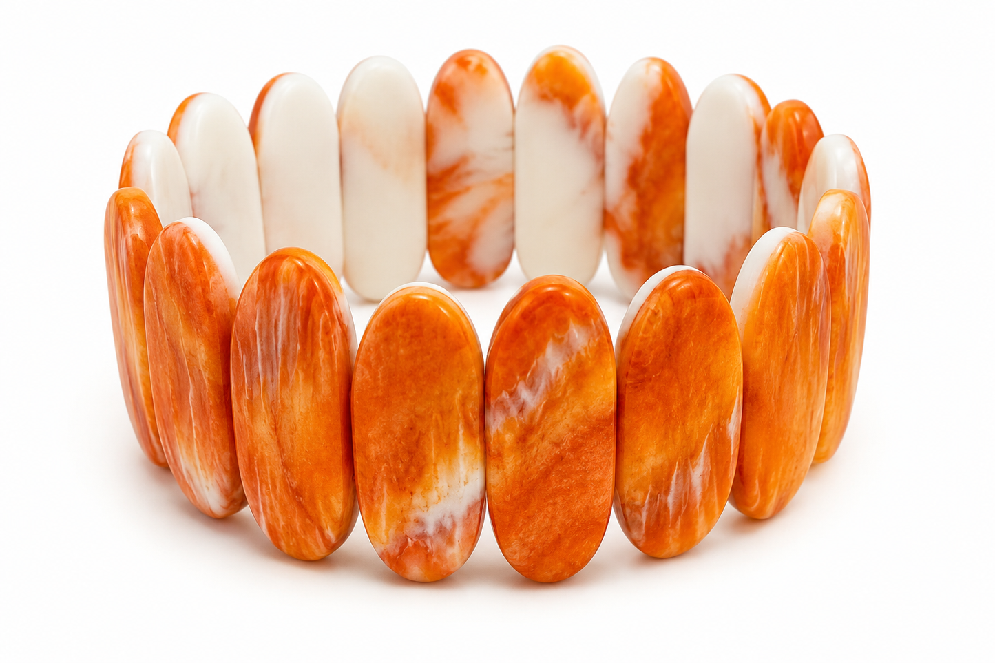 Spiny Orange Oyster Shell Stretchy Bracelet