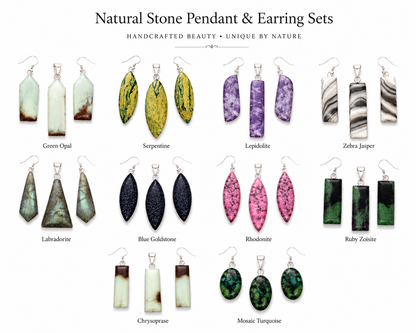 Natural Stone Pendant Earring Sets