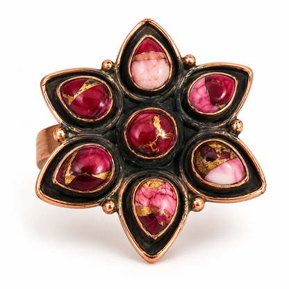 Pure Copper Natural Stone Rings