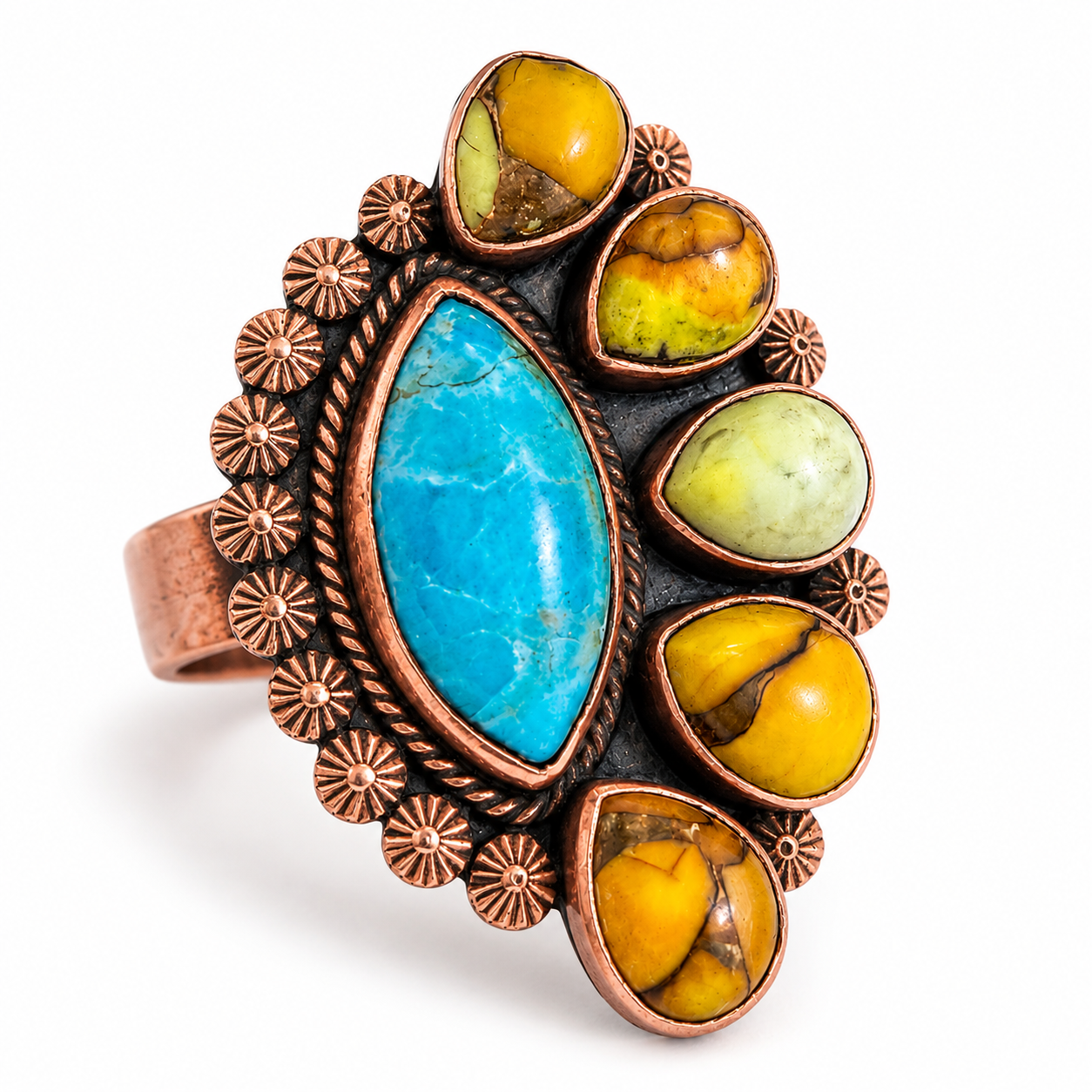Pure Copper Natural Stone Rings
