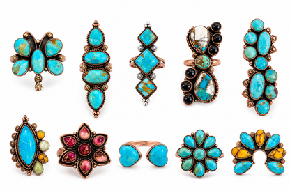 Pure Copper Natural Stone Rings