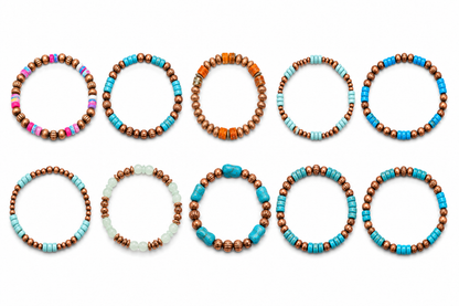 Copper Beaded and Natural Stone Bracelets