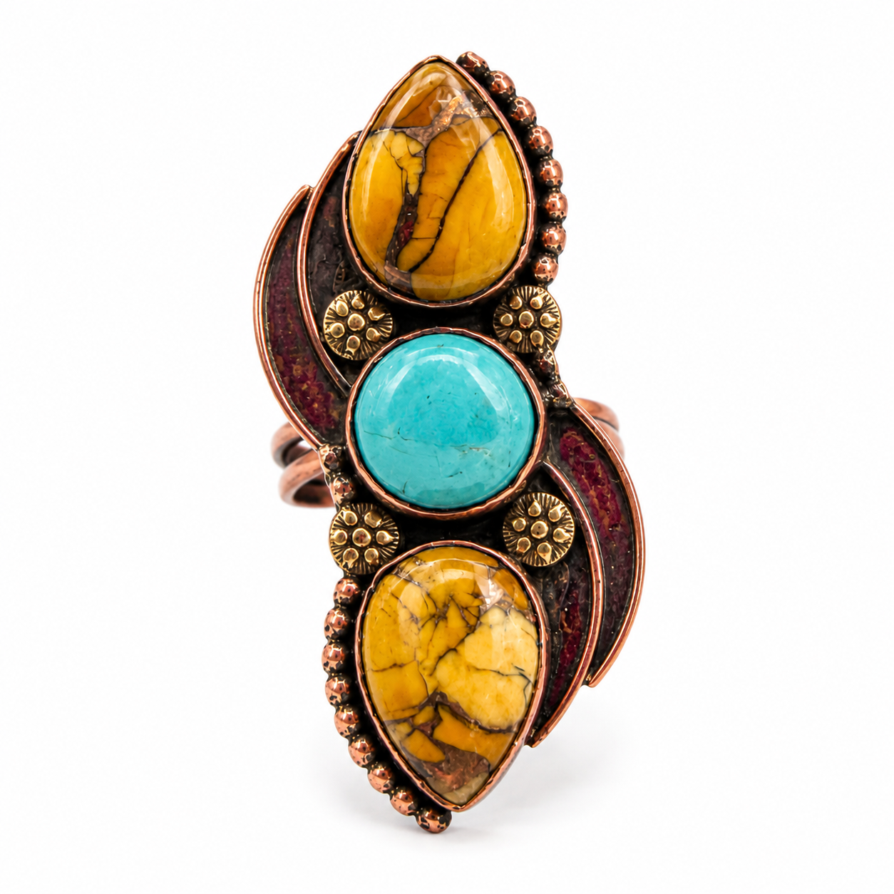 Pure Copper Natural Stone Rings