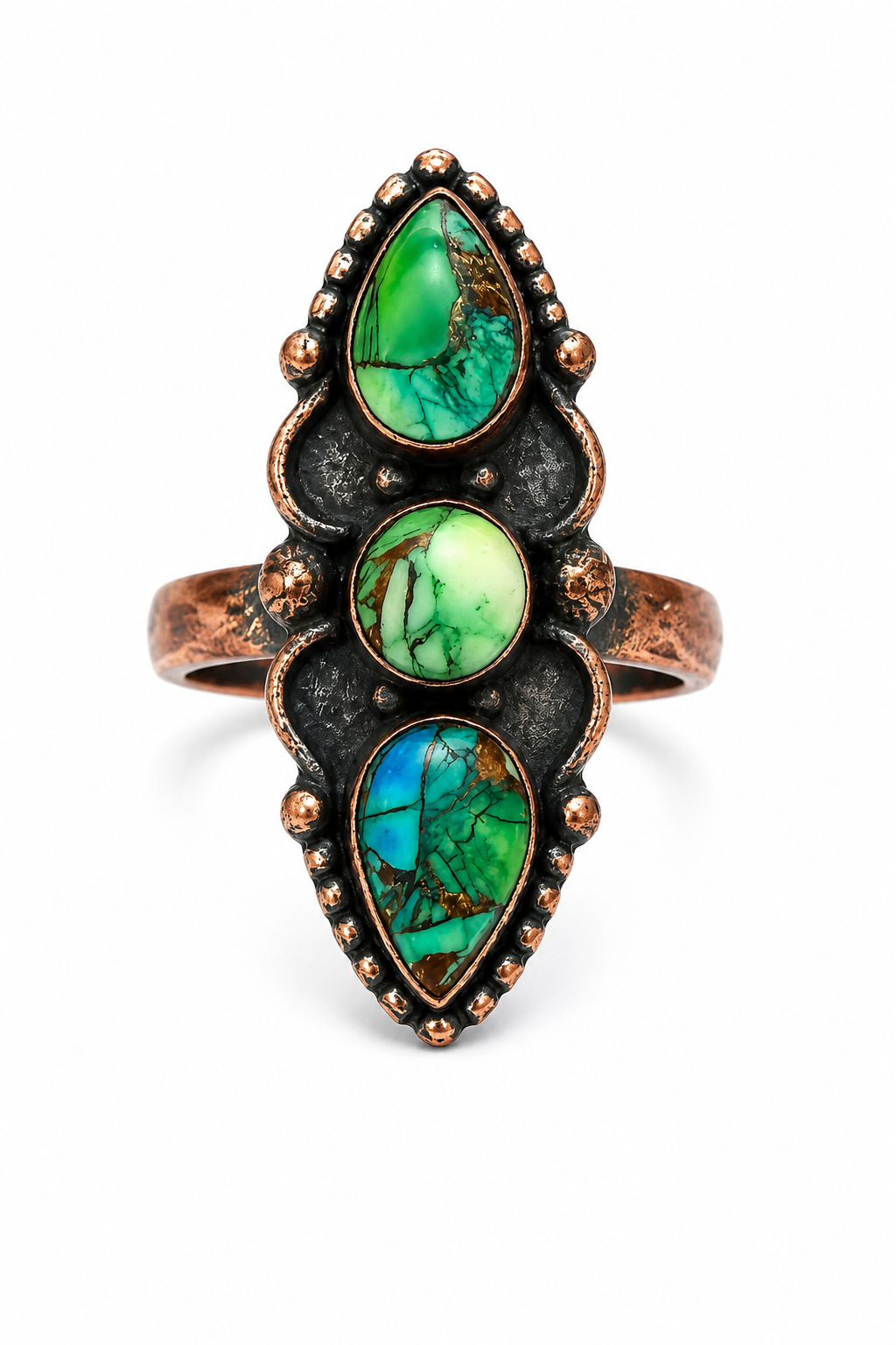 Size 6 Peacock Dahlia Pure Copper Crawler Ring