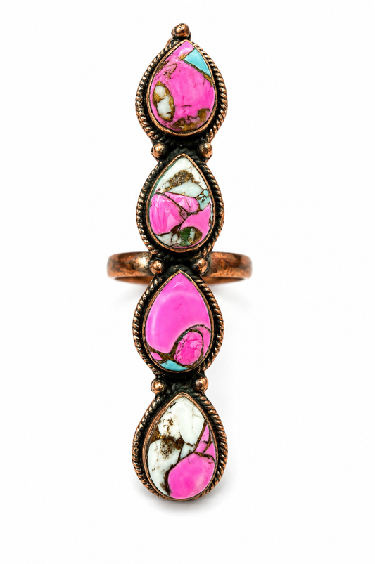 Size 7.5 Cotton Candy Turquoise Pure Copper Ring