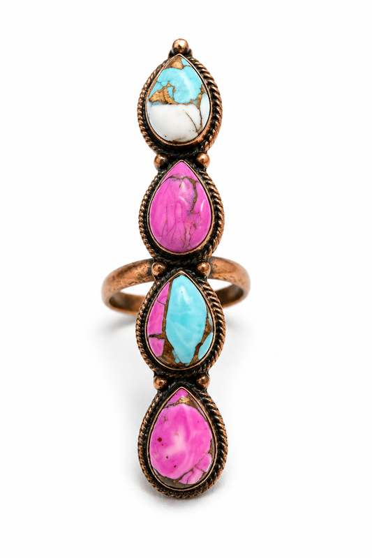 Size 7.5 Cotton Candy Turquoise Pure Copper Ring