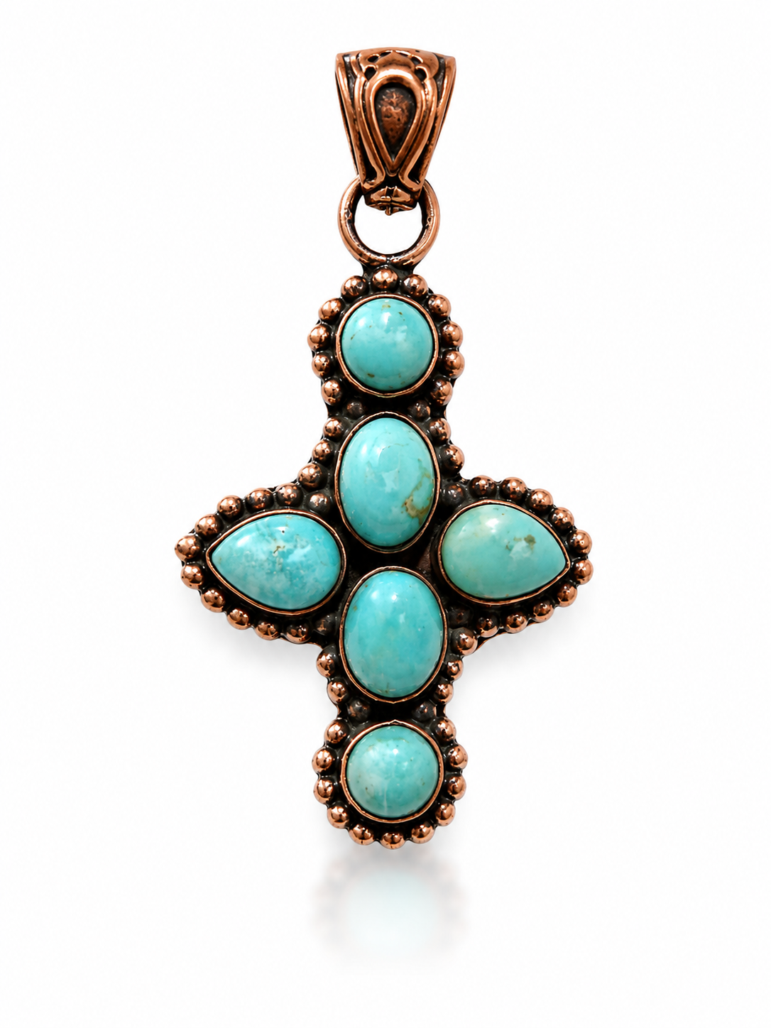 Mojave Turquoise Pure Copper Cross Pendant