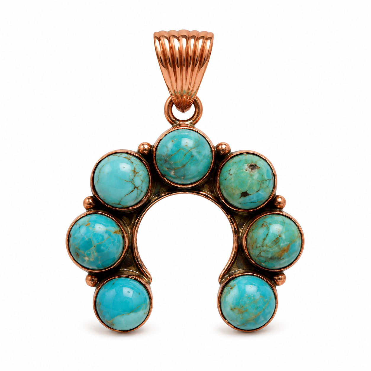 Mojave Turquoise Pure Copper Naja Pendant