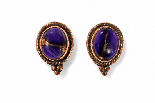 Purple Dahlia Pure Copper Stud Earrings