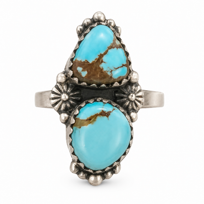 Mine Number #8 Premium Double Stone Premium Turquoise Adjustable Ring