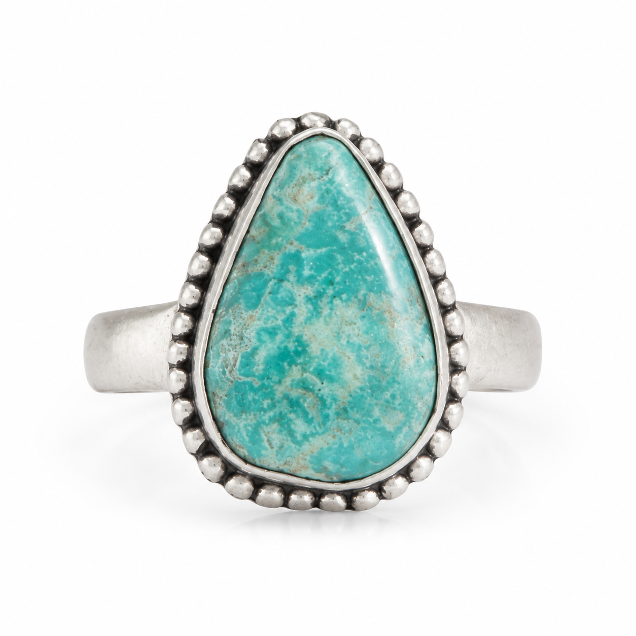 .925 Sterling Silver White Water Premium Turquoise Adjustable Ring