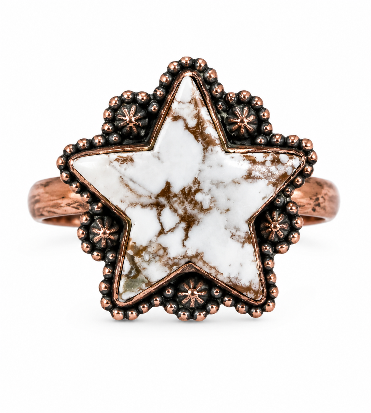White Buffalo Natural Stone Pure Copper Adjustable Ring