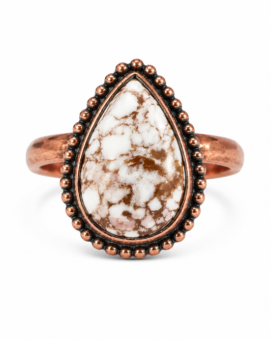 Wild Horse Jasper Adjustable Copper Ring