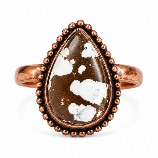 Wild Horse Jasper Adjustable Copper Ring