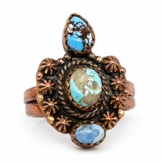 Golden Hills Premium Turquoise Pure Copper Adjustable Ring