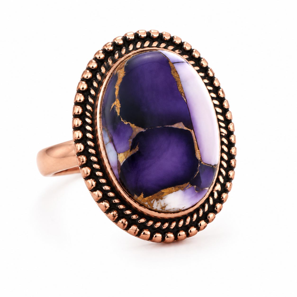 Purple Dahlia Pure Copper Adjustable Ring