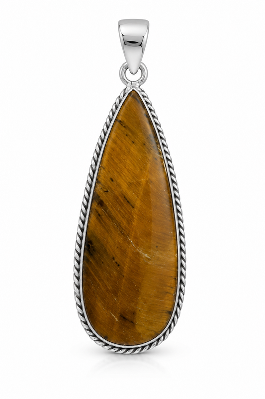 .925 Sterling Silver Tiger Eye Pendant