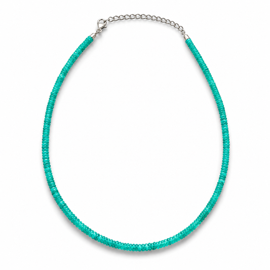 .925 Sterling Silver Natural Green Opal Beaded 18" Necklace