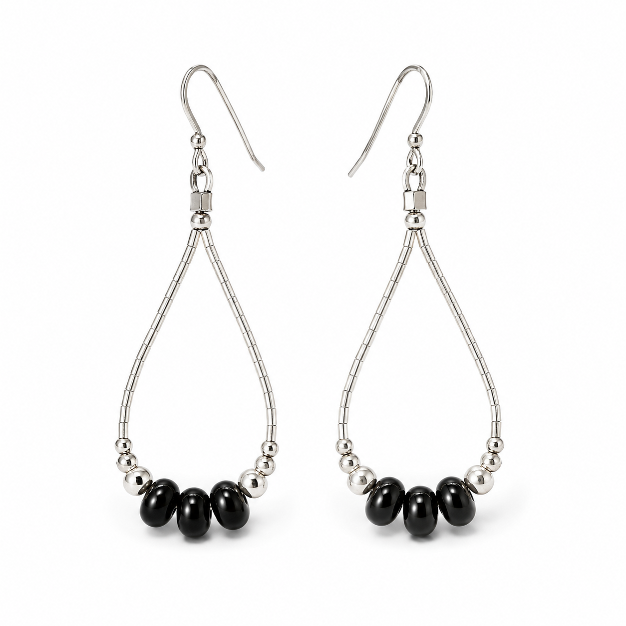 Black Onyx .925 Sterling Liquid Silver Dangle Earrings