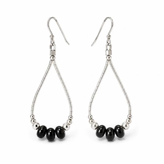 Black Onyx .925 Sterling Liquid Silver Dangle Earrings