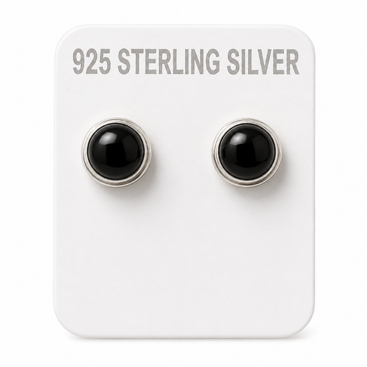 Black Onyx .925 Sterling Silver Stud Earrings