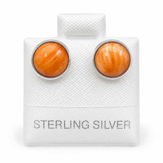 3.8 MM Spiny Oyster Shell .925 Sterling Silver Earrings