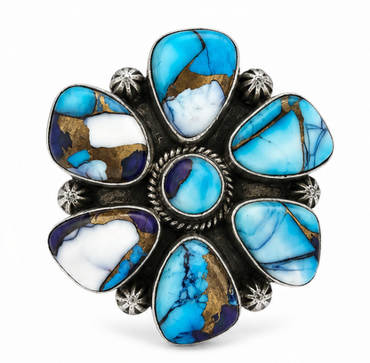 Blue Dahlia .925 Sterling Silver Adjustable Ring
