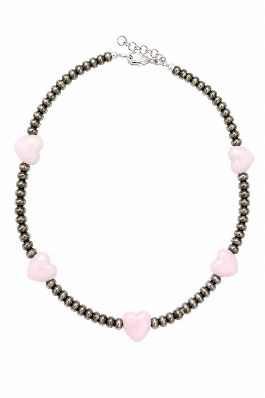 9” Genuine Pink Conch Heart Bracelet / Anklet .925 Sterling Silver Navajo Style Desert Pearls