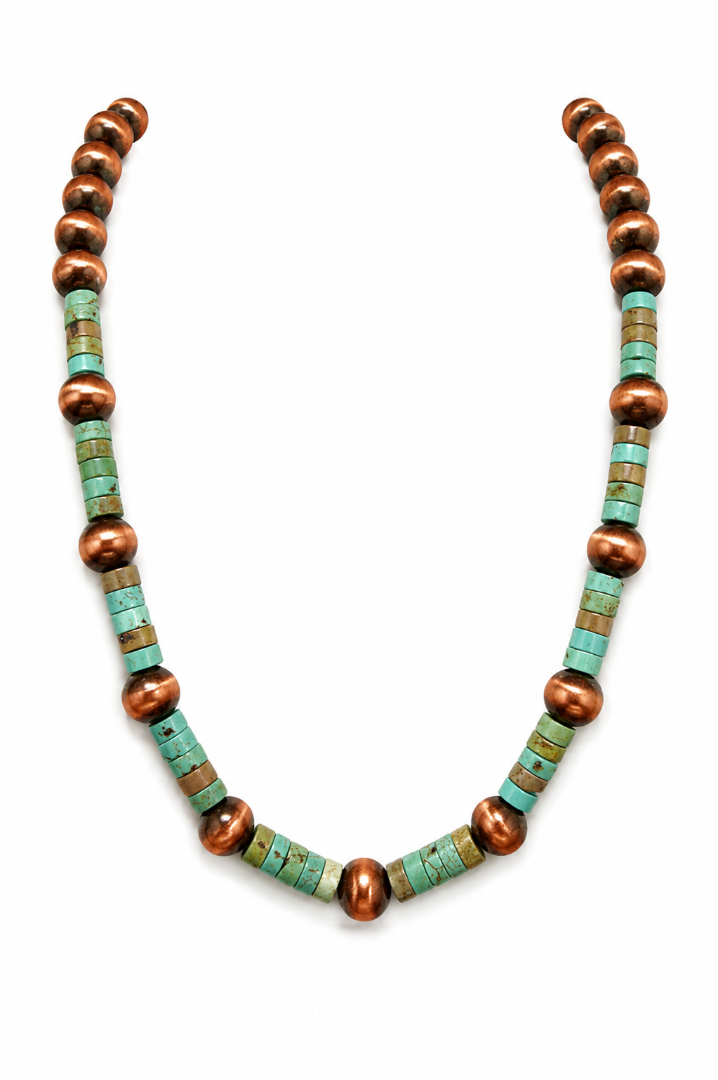 Sonoran Turquoise 9.5 mm Copper Pearl Bead Necklace