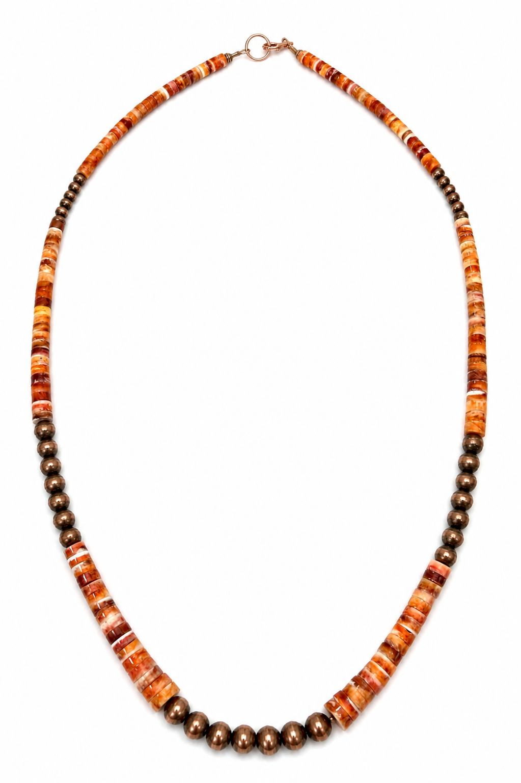 22” Spiny Oyster & Pure Copper Pearl Necklace