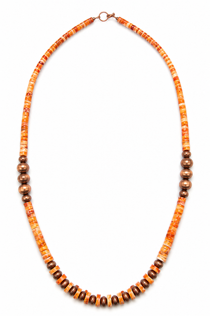 23” Spiny Oyster Shell & Pure Copper Pearls