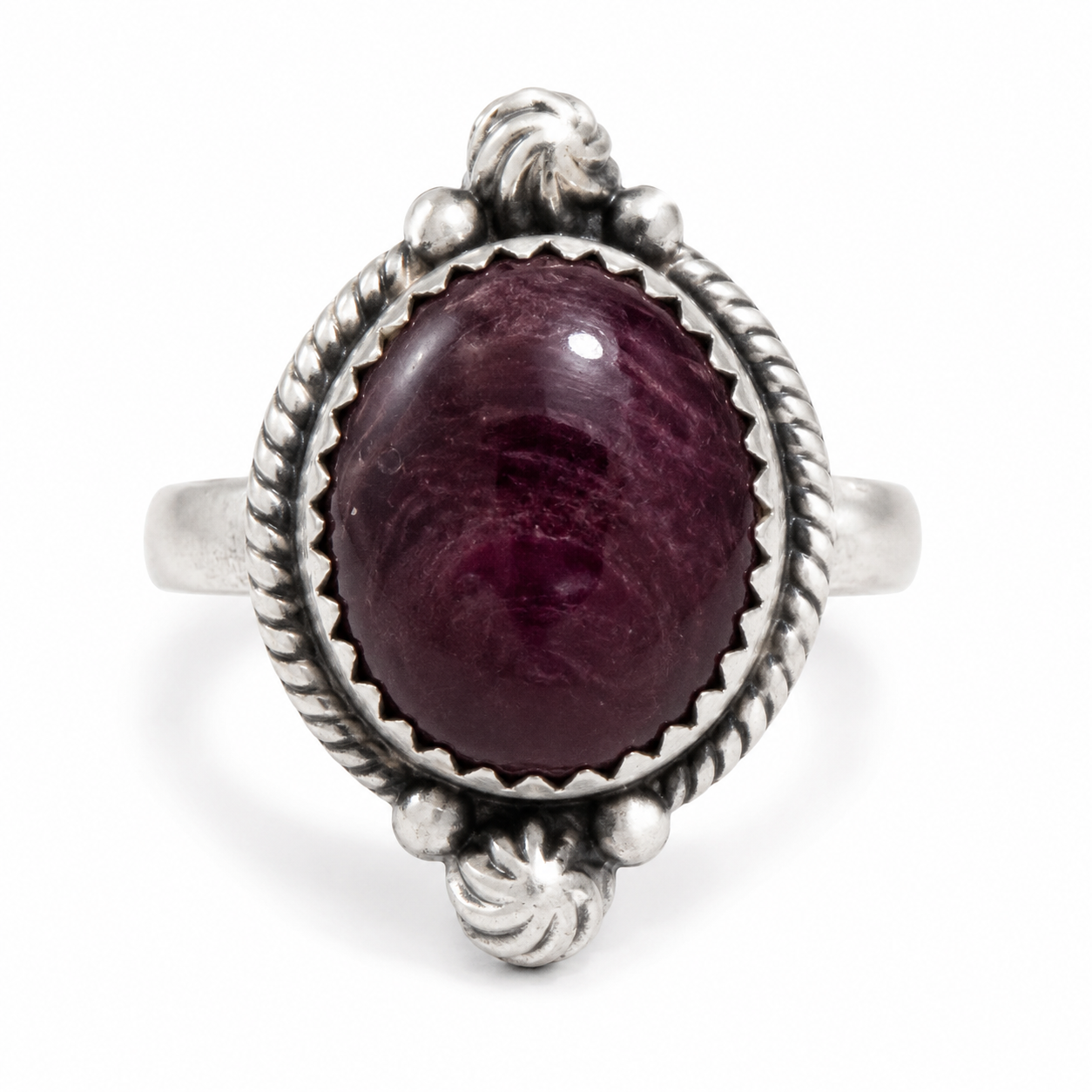 Purple Spiny Shell Adjustable .925 Sterling Silver Ring