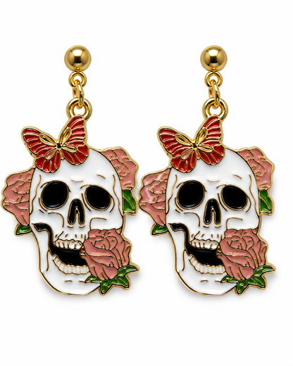 Skull & Rose Halloween Gothic Punk Fashion Earrings