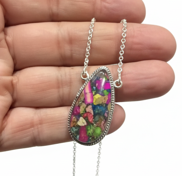 Tropical Fruit Dahlia .925 Sterling Silver  Necklace