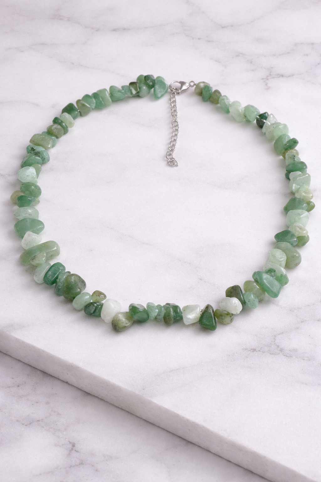 Green Aventurine Chipped Beaded Necklace with 2" extender