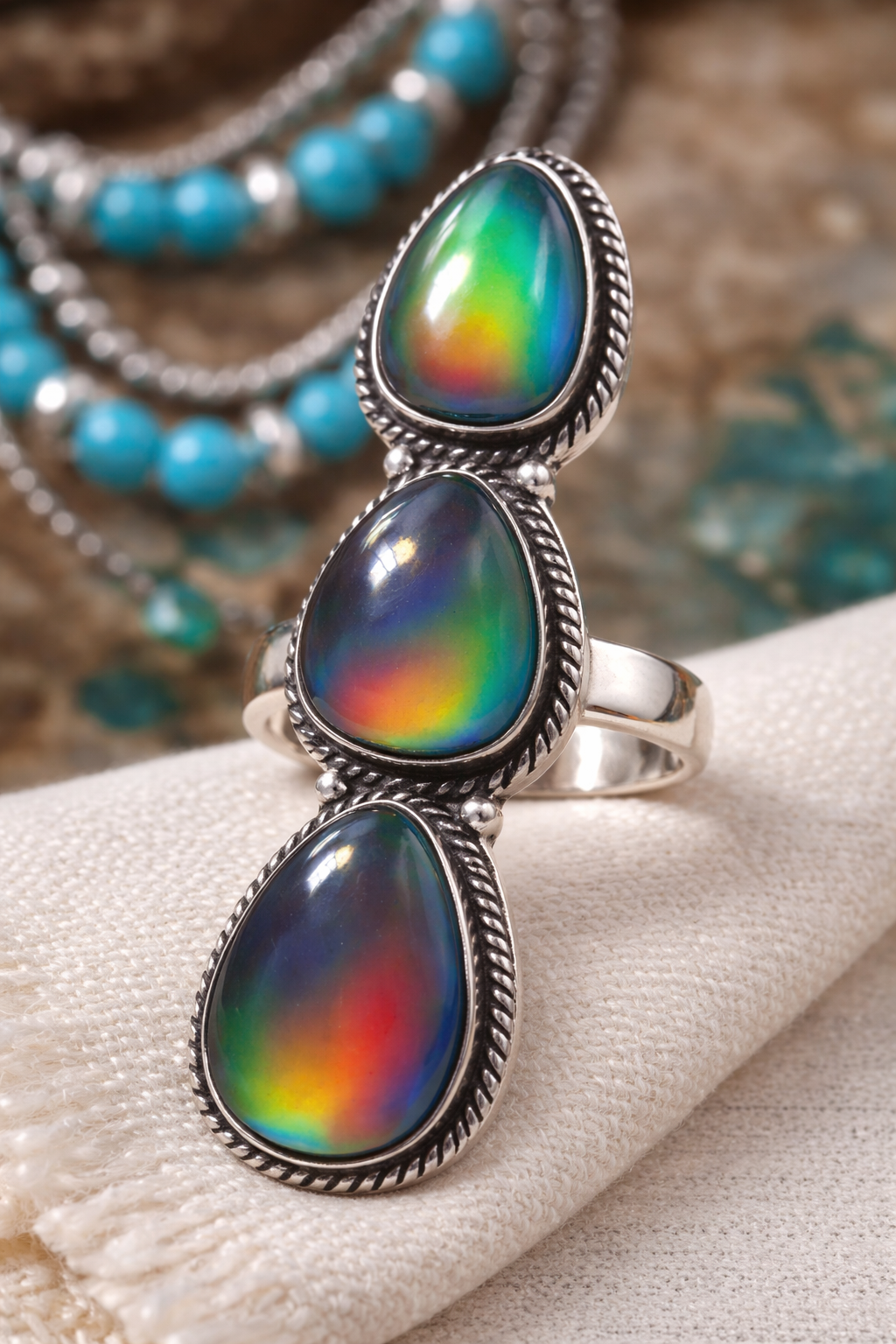Aurora Opal .925 Solid Sterling Silver Ring