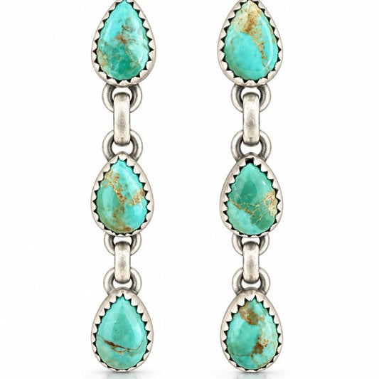 1.79” Mojave Turquoise Dangle Earrings .925 Solid Sterling Silver