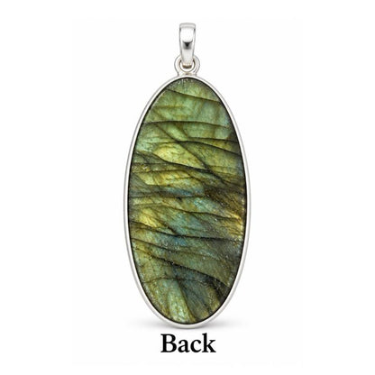 1.84” X 0.77” Faceted Labradorite .925 Sterling Silver Pendant