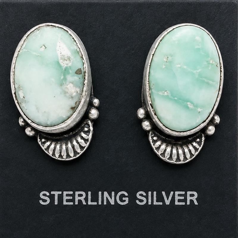 Paloma Variscite .925 Sterling Silver Stud Earrings