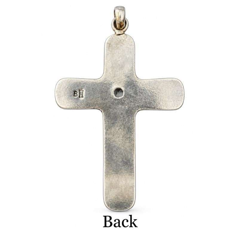 2.87” X 1.69” Moonstone Cross .925 Sterling Silver Closed Back Pendand
